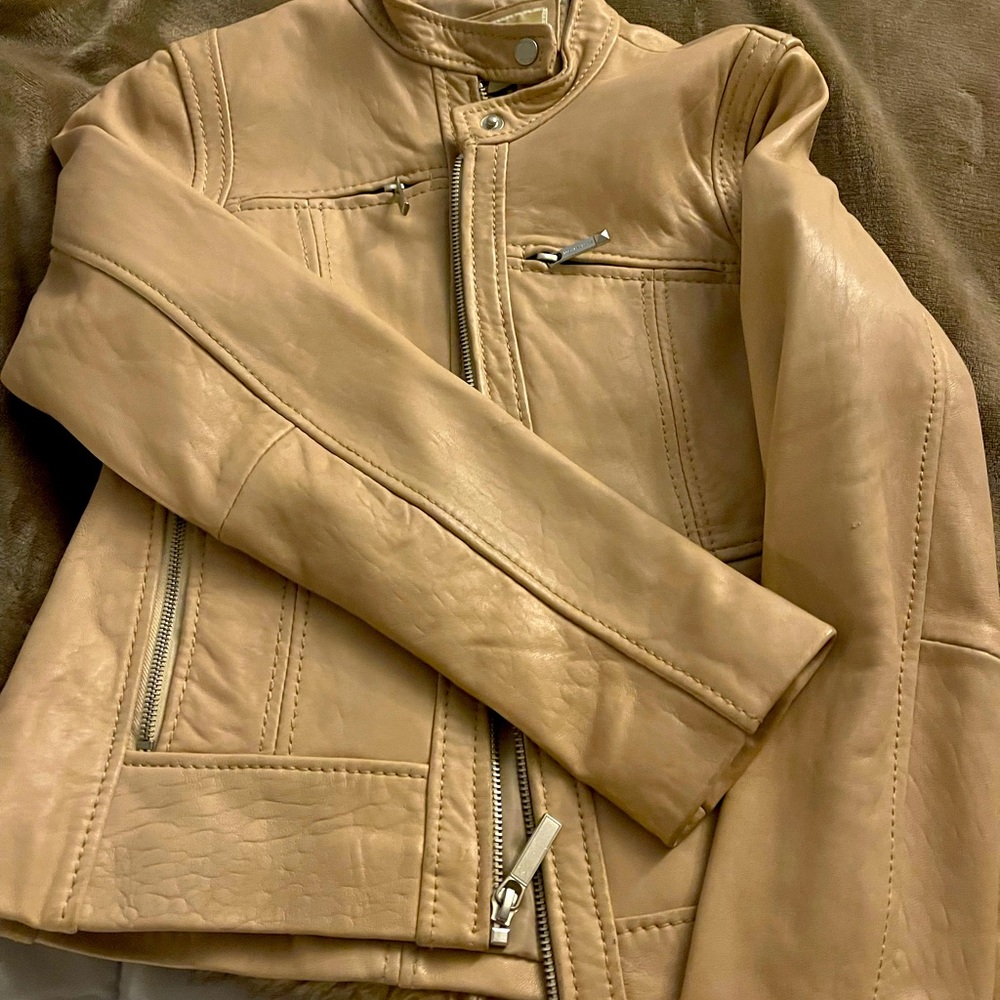 Genuine Leather Jacket - Beige Michael Kors MEDIUM